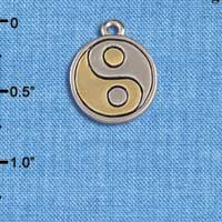 C4193 tlf - Gold & Silver Yin Yang Sign - Im. Rhodium & Gold Plated Charm