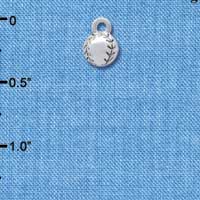 C4219+ tlf - Mini Silver Baseball/Softball - Silver Plated Charm