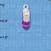 C4877+ tlf - 3-D Purple Running Shoe with Amethyst Swarovski Crystal - Silver Plated Charm