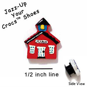 CROC-0069C - School House Red Mini - Clog Shoe Decoration Charm