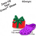 CROC - 0545 - Present - Red - Green Bow - Mini - Clog Shoe Decoration Charm