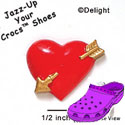 CROC - 2373* - Heart Red Arrow Gold - Medium - Clog Shoe Decoration Charm