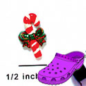 CROC - 3531* - Candy Cane Green Bow Gold - Mini - Clog Shoe Decoration Charm