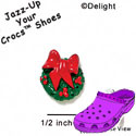 CROC - 3535 - Wreath Bow Red - Mini - Clog Shoe Decoration Charm