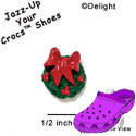 CROC - 4480 - Wreath Red Bow Mini Matte - Clog Shoe Decoration Charm