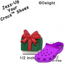 CROC - 4487 - Present Green Red Bow Mini Matte - Clog Shoe Decoration Charm