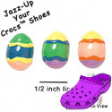 CROC - 0637 - Easter Egg - Stripe - 3 Assorted - Clog Shoe Decoration Charm
