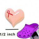 CROC-5621 - Pink Heart with Pink Ribbon - Clog Shoe Decoration Charm