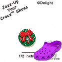 CROC - 9765 - Wreath Bow Red Hole - Mini - Clog Shoe Decoration Charm