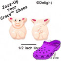 CROC - 0660 - Pig - Front & Back - 2 Assorted - Clog Shoe Decoration Charm