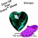 CROC - HEARTSTONE - GREEN -  Large Faceted Green Heart - Clog Shoe Decoration Charm