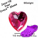 CROC - HEARTSTONE - PINK - Large Faceted Pink Heart - Clog Shoe Decoration Charm