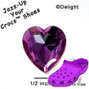 CROC - HEARTSTONE - PURPLE - Large Faceted Purple Heart - Clog Shoe Decoration Charm
