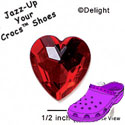 CROC - HEARTSTONE - RED -  Large Faceted Red Heart - Clog Shoe Decoration Charm