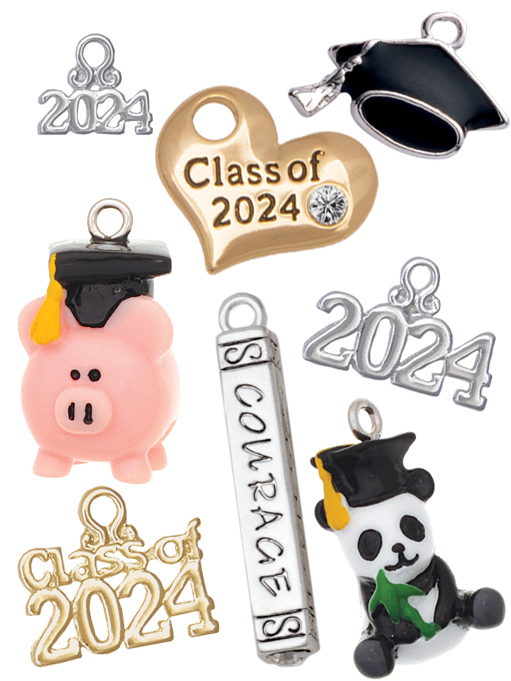 silver plated Class of 2024 charms