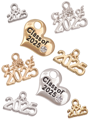 silver plated Class of 2025 charms
