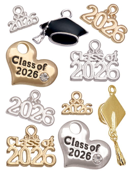 silver plated Class of 2026 charms