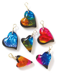 dichroic heart charms