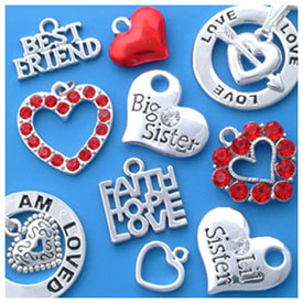 red heart valentines charms
