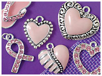 Pink Heart Valentines Charms