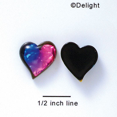 D1013* - Blue, Purple, and Pink Large Heart - Resin Dichroic Cabochon (Left or Right)