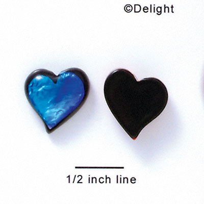 D1015* - Blue Large Heart - Resin Dichroic Cabochon (Left or Right)