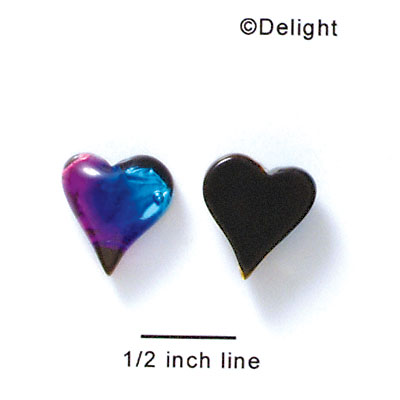 D1017 - Blue, Purple, and Pink Medium Heart - Resin Dichroic Cabochon