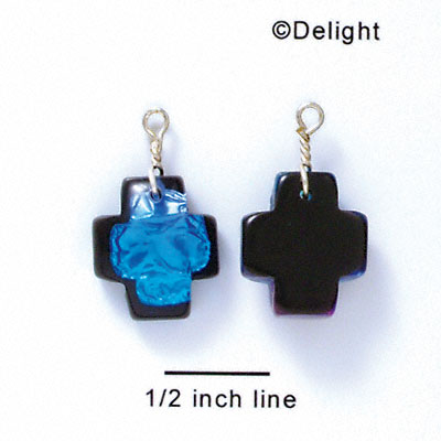 DC1003 - Blue Square Cross - Resin Dichroic Charm