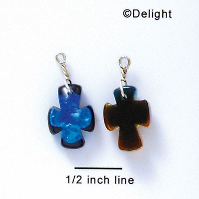 DC1007 - Blue Celtic Cross - Resin Dichroic Charm