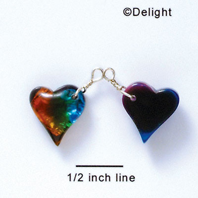 DC1018 - Blue, Green, and Yellow Medium Heart - Resin Dichroic Charm
