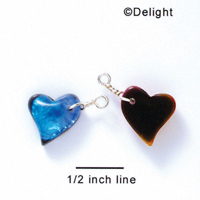 DC1023* - Blue Medium Swing Heart - Resin Dichroic Charm (Left or Right)