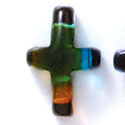 D1010 - Blue, Green, and Yellow Thin Cross - Resin Dichroic Cabochon