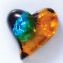 D1022* - Blue, Green, and Yellow Medium Swing Heart - Resin Dichroic Cabochon (Left or Right)