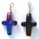 DC1009 - Blue, Purple, and Pink Thin Cross - Resin Dichroic Charm