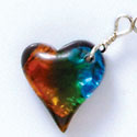 DC1018 - Blue, Green, and Yellow Medium Heart - Resin Dichroic Charm