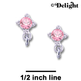F1011 - 5mm Pink (Light Rose) Swarovski Crystal Post Earrings - Silver plated Finding (3 pairs per package)