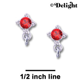 F1012 - 5mm Red (Light Siam) Swarovski Crystal Post Earrings - Silver plated Finding (3 pairs per package)