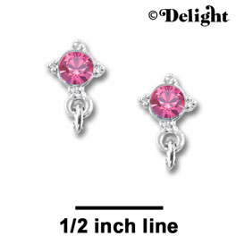 F1014 - 5mm Hot Pink (Rose) Swarovski Crystal Post Earrings - Silver plated Finding (3 pairs per package)