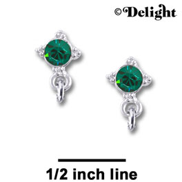 F1016 - 5mm Emerald Green Swarovski Crystal Post Earrings - Silver plated Finding (3 pairs per package)