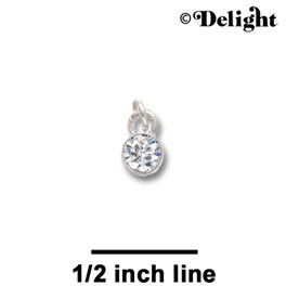 F1022 - 5mm Clear Swarovski Crystal Charm - Silver plated Charm (6 per package)