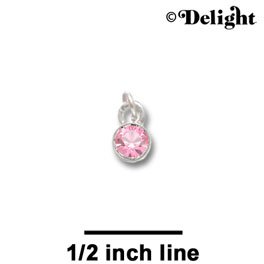 F1023 - 5mm Pink (Light Rose) Swarovski Crystal Charm - Silver plated Charm (6 per package)