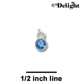 F1025 - 5mm Blue (Sapphire) Swarovski Crystal Charm - Silver plated Charm (6 per package)