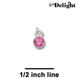 F1026 - 5mm Hot Pink (Rose) Swarovski Crystal Charm - Silver plated Charm (6 per package)