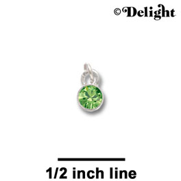 F1027 - 5mm Lime Green (Peridot) Swarovski Crystal Charm - Silver plated Charm (6 per package)