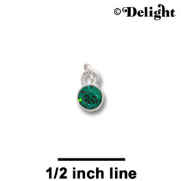 F1028 - 5mm Emerald Green Swarovski Crystal Charm - Silver plated Charm (6 per package)