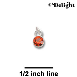 F1042 - 5mm Orange (Hyacinth) Swarovski Crystal Charm - Silver plated Charm