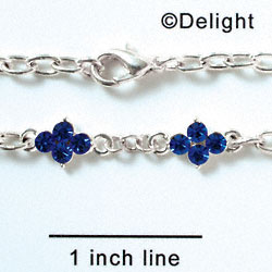 F1053 - Link Bracelet with 2 Blue (Sapphire) Swarovski Crystal Connectors (8 inches long with lobster claw clasp)