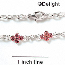 F1054 - Link Bracelet with 2 Pink (Light Rose) Swarovski Crystal Connectors (8 inches long with lobster claw clasp)