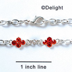 F1057 - Link Bracelet with 2 Orange (Hyacinth) Swarovski Crystal Connectors (8 inches long with lobster claw clasp)