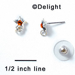 F1062 - Silver Star Post Earrings with Orange (Hyacinth) Swarovski Crystal (Back included) (1 pair per package)